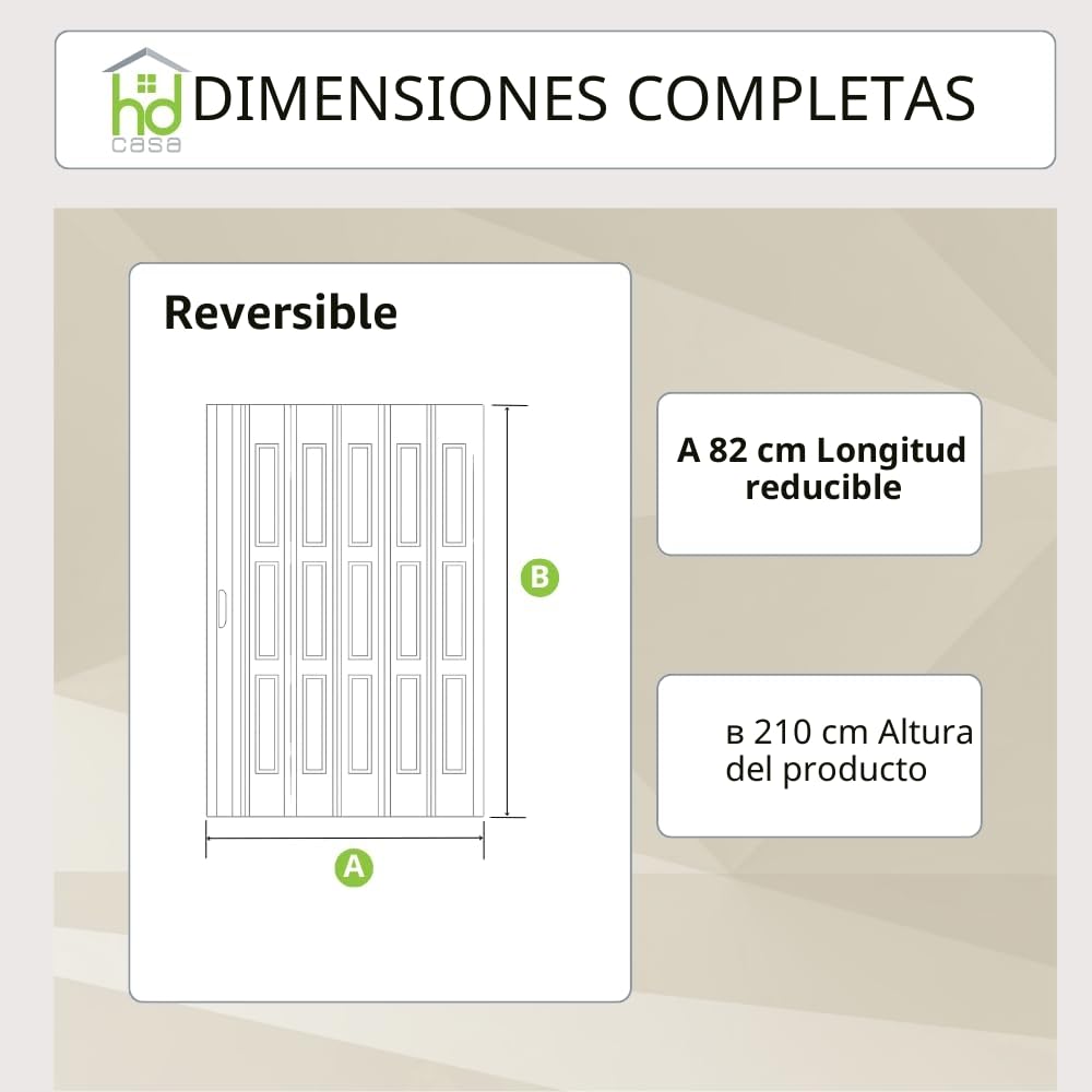 HDcasa Puerta plegable Extra Standard, PVC con cristal transparente, reversible y regulable en altura longitud, para montaje propio, fabricada Italia, decoración del hogar, blanca, 82 x 210 cm