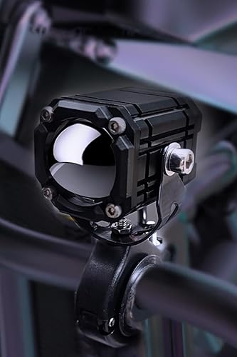 Miniatura 4 de Nacowo 1 par de focos LED para motocicleta, luces auxiliares de doble color, luces de circulación diurna rojas+modo estroboscópico, luces antiniebla