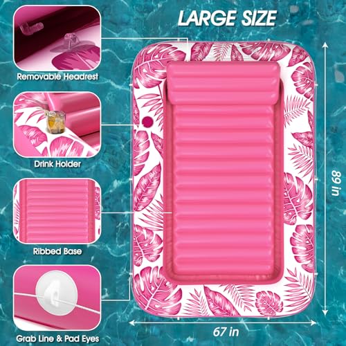 Image of Inflatable Tanning Pool Lounger Float - Jasonwell 4 in 1 Sun Tan Tub Sunbathing Pool Lounge Raft Floatie Toys Water Filled Tanning Bed Mat Pad for Adult Blow Up Kiddie Pools Kids Ball Pit (Rose,XXL)