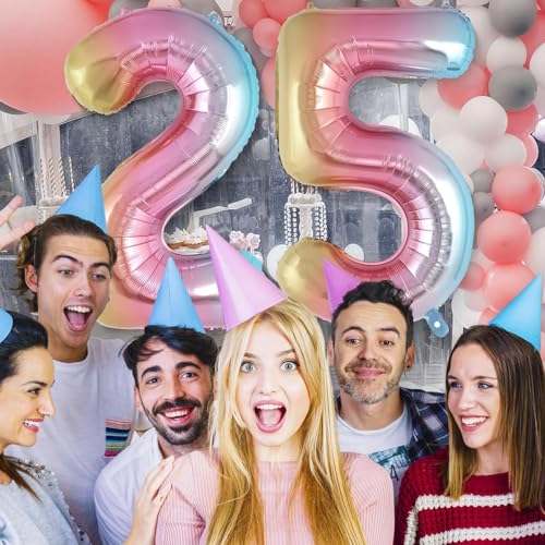 Image of Rozi Decoration 5 Number Balloon for Birthday 32 Inch Large Set of - 1 Pcs for Rainbow Theme Decoration 5th Birthday, Gradient Number Foil Balloons Decorations Items