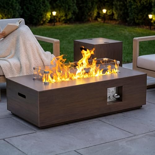 42 Propane Fire Pit with Wind Guard and Cover
