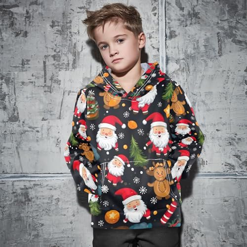 Kids Hoodies Sweaters Christmas Xmas Santa Claus Hooded Sweatshirts with Big Pockets for Boys Girls B0400357 5