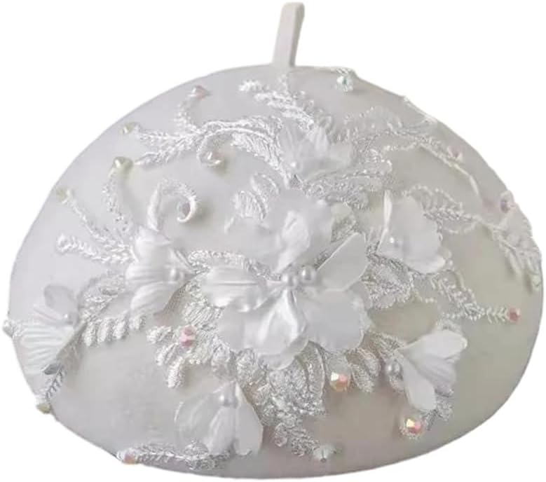 Winter Wool Felt Flower Beret Cap Womens Painter Hat French Style Solid Color