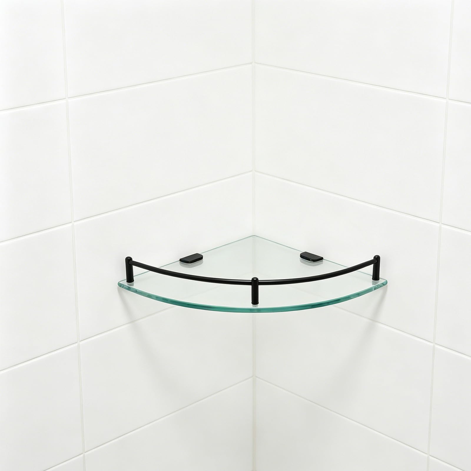 OSALADI 2 Piezas Estante Triangular de Acero Inoxidable y Vidrio para Baño sin Taladro, Organizador Moderno para Almacenamiento en Ducha