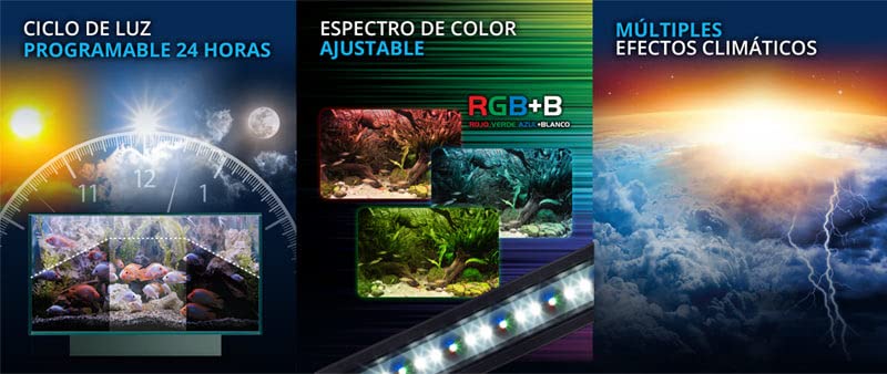 Acuario de 125 litros con luz LED programable por Bluetooth Fluval Roma roble 3