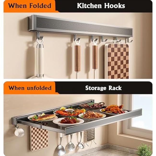 Wall-mounted Kitchen Shelf Tray,Multilayer Food Sorting,Vegetable and Fruit Preparation, Suitable for Family Hot Pot(1,60X37.5X4.7cm)