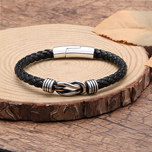 Joycuff My Man Gifts For Him Boyfriend Huaband Fiance Gifts For Birthday Anniversary Christmas Valentine's Day Gifts For Him Father's Day 9 Inches Leather Wristband Bracelet #TOP4