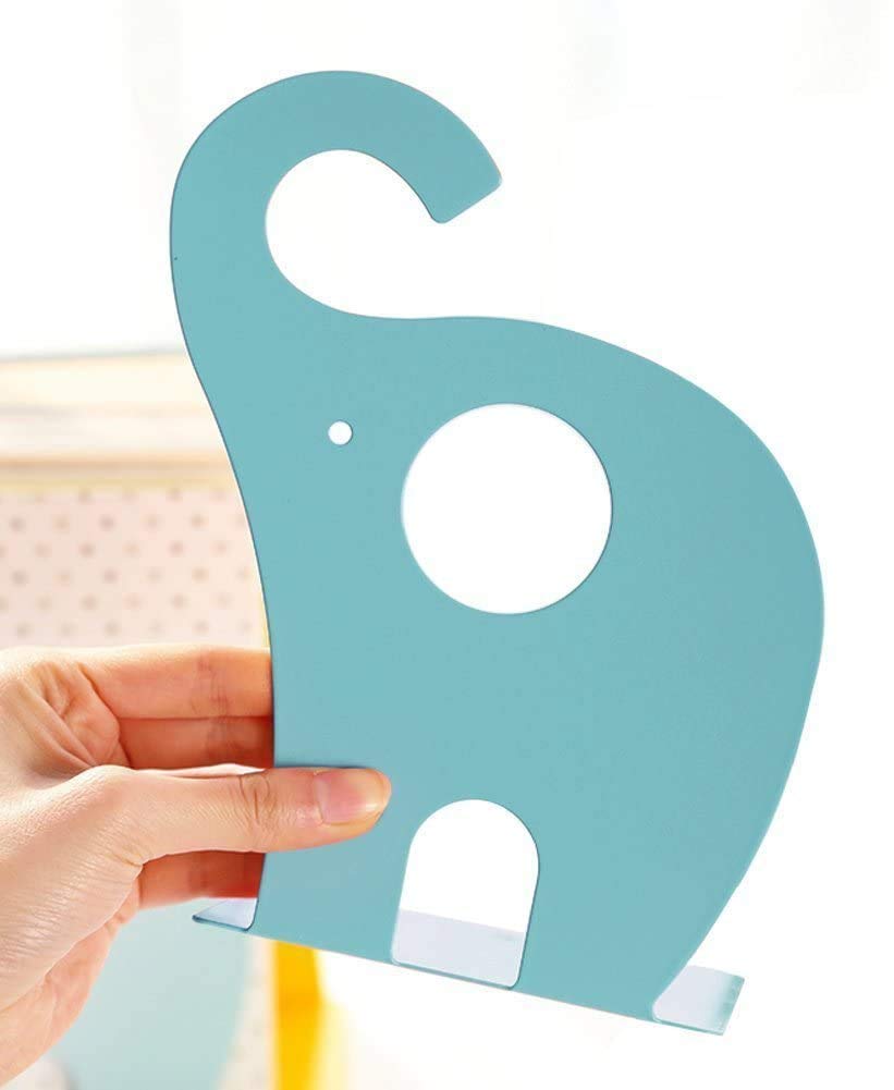 Fermalibri per Bambini Elefante Creativo Libri in Ferro 19x12 cm Azzurro