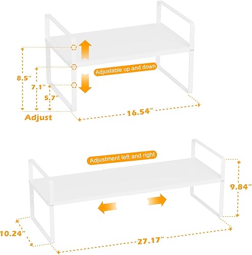 Miniatura 9 de Slideep Estante organizador de mostrador expandible de 16.54 a 27.17 pulgadas, 10.24 pulgadas de ancho, apilable, estante de almacenamiento, estante