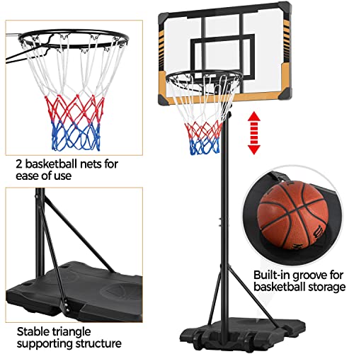 Yaheetech Portable Basketball Hoop System Basketball Goals Set Freestanding Basketball Stand 32'' Pvc Backboard System 7.4Ft-8.4Ft Height With Wheels For Indoor/Outdoor Sports #TOP5