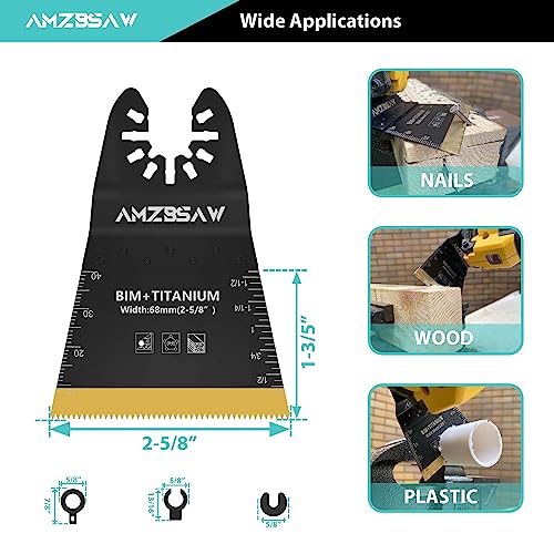 Image of AMZBSAW 12PCS Titanium Oscillating Multitool Blades Metal Cutting, 68MM Titanium Saw Blades for Metal Nails Hard Material and Wood Plastic, Multi Tool Blades Kits Fit Dewalt Bosch Ryobi