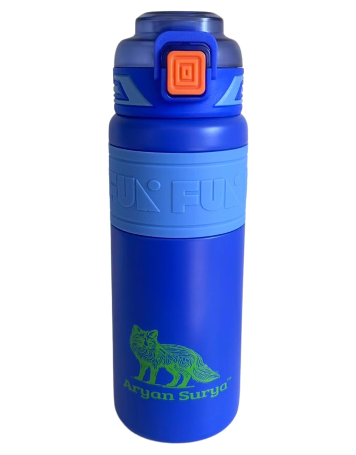 Insulated Stainless Steel Water Bottle with push-button lid with lock and Straw for Sports and Travel, BPA-Free Sports Water Bottle, 22 oz (Blue, 22 oz)