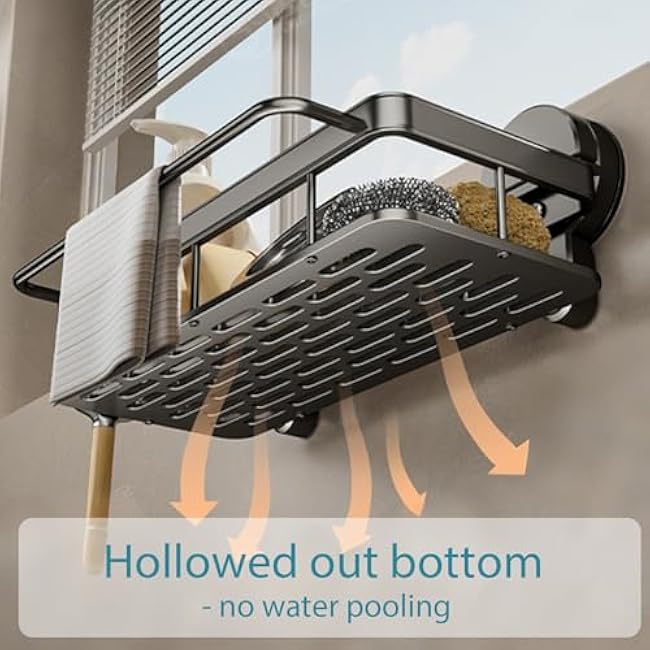 Suction Cup Sponge Holder for Kitchen Sink,Kitchen Sink Organizer and Storage for Sponge,Soap,Dish Brush,Scrubber,Rustproof Stainless Caddy Home Decor Essentials Accessories