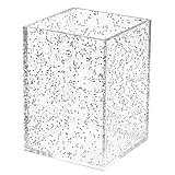 pbf Clear Acrylic Pen Holder for Desk | Clear Pencil Holder | Acrylic Makeup Brush Holder for Vanity | Pen Organizer | Bookmark Holder | Pencil Cups | Desk Organizer (Silver Glitter)