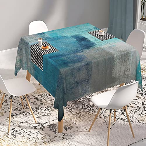 Baocicco Vintage Blue Texture Tablecloth For Living Room Gradient Blue Grunge Shabby Chic Waterproof Table Cover Stain Resistant Square Table Cloth Retro House Decor Holiday Bouquet, 60"X60" #TOP2