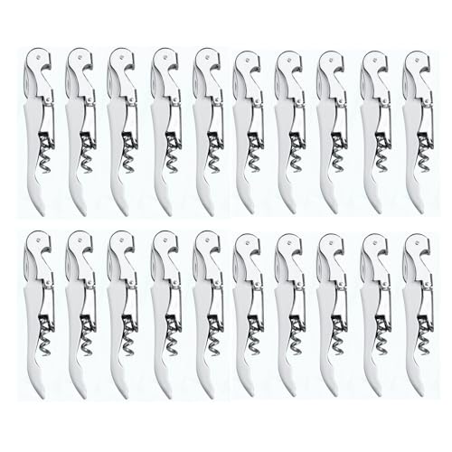 ApribotTiglie di Vino, Cavatappi Professionale Set Apribottiglie di Vino, Cerniere in Acciaio Inossidabile Chiave di Vino per Camerieri del Ristorante, Sommelier, Baristi (white 20 pieces)
