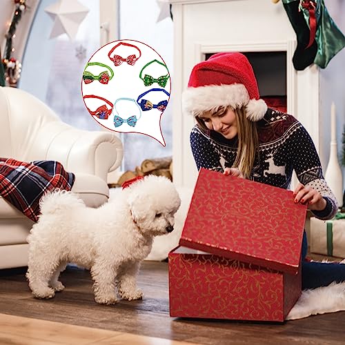 Bekecidi 6 Stück Weihnachts-Hundehalsband, Katzen- und Hunde-Fliege, Verstellbares Halsband Mit Schleife, Fellpflege-Accessoire, Weihnachtskostüm für Kleine Hunde, Katzen, Welpen