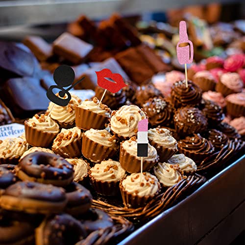 Arthsdite 36Pcs Make Up Cupcake Toppers Cosmetics Cupcake Picks For Make Up Parties Spa Party Decor Make-Up Birthday Lipstick Makeup Cupcake Toppers For Girl Birthday Bridal Shower Bachelorette Party #TOP4