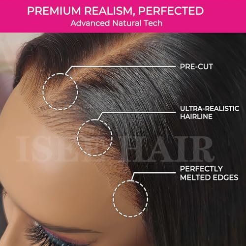 Image of ISEE Straight Glueless Wigs 13x6 HD Lace Frontal Wig for Women 18 Inch