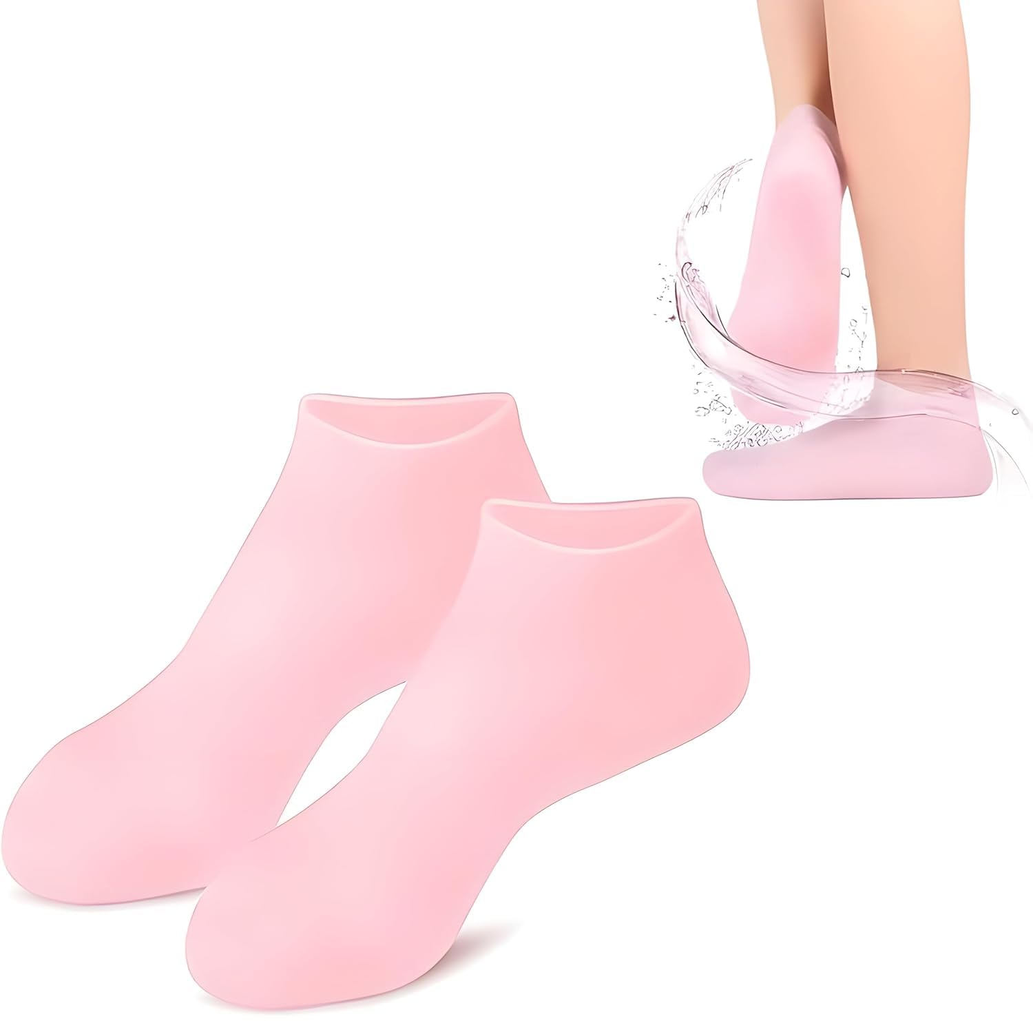 Hydrating Silicone Gel Spa Socks for Dry Cracked Heel Repair and Foot Moisturizing Treatment with Natural Oils Vitamin E and Aloe Vera Soft Comfortable Socks for Men and Women-picture-21
