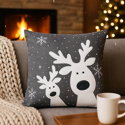 KAMACA Kissenbezug Kissenhülle 40x40 cm edles Grau mit filigraner...