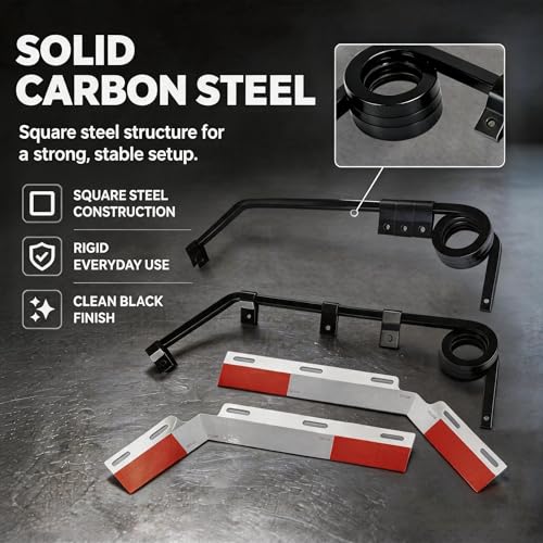 Image of Angled Bar Type Mud Flap Hangers for Semi Truck Mud Flap Hangers for Semi Mud Flaps with Reflective Strip Tape Square Steel Mudflap Hangers with 3 Coils