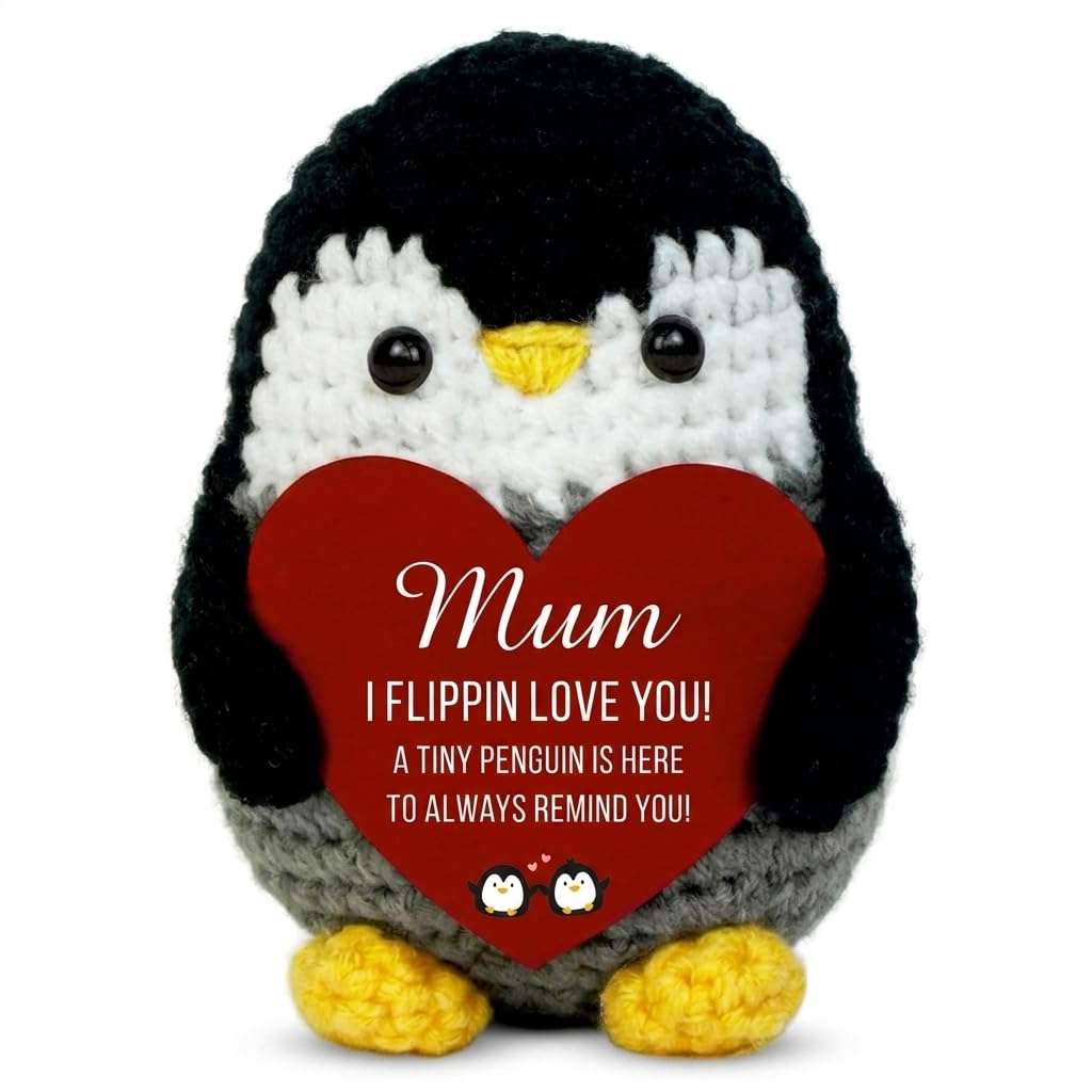 Toumett Cute Handmade Crochet Penguin Plush, For Mum To Show Sincere Love, Ideal First Mothers Day, Funny I Love You Present Emotional Cute Decor, for Birthday Mother Day Mama in Law Bonus Step