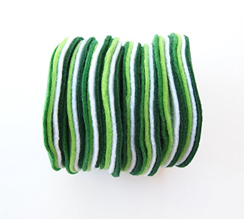 Image of Dark Green, Green, Light Green, White Felt Circles Color Set (3 /4 to 5 inch)
