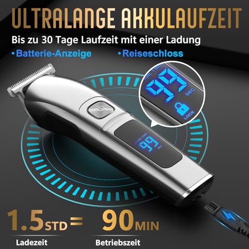 Ufree Haarschneidemaschine Profi Barttrimmer Haartrimmer Herren, 7 in 1 Bartschneider Haarschneider Rasierer Herren Elektrisch, Langhaarschneider Trimmer, Geburtstagsgeschenk für Männer 4