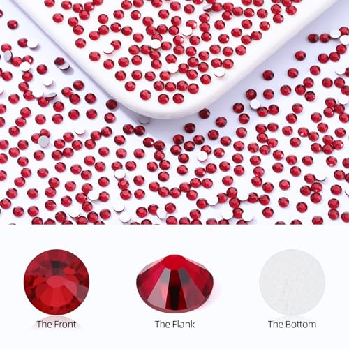 Image of Siam Flatback Rhinestones, Glass Rhinestones for Nail Art and Craft, Glue Fix, Loose Crystal Gemstones(Siam, SS4, 1440pcs, 1.5-1.7mm)