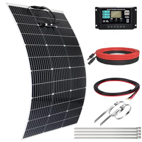 Panneau solaire flexible 120W KOLLNIUN avec contrôleur 30A et câbles PV