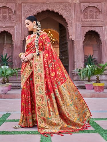Image of SWORNOF Women's Kanjivaram Soft Silk Banarasi Sarees With Unstiched Blouse Piece