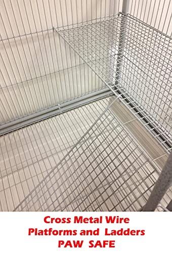 New Large Wrought Iron 4 Levels Ferret Chinchilla Sugar Glider Cage 30-Inch By 18-Inch By 63-Inch With Stand On Wheels #TOP4