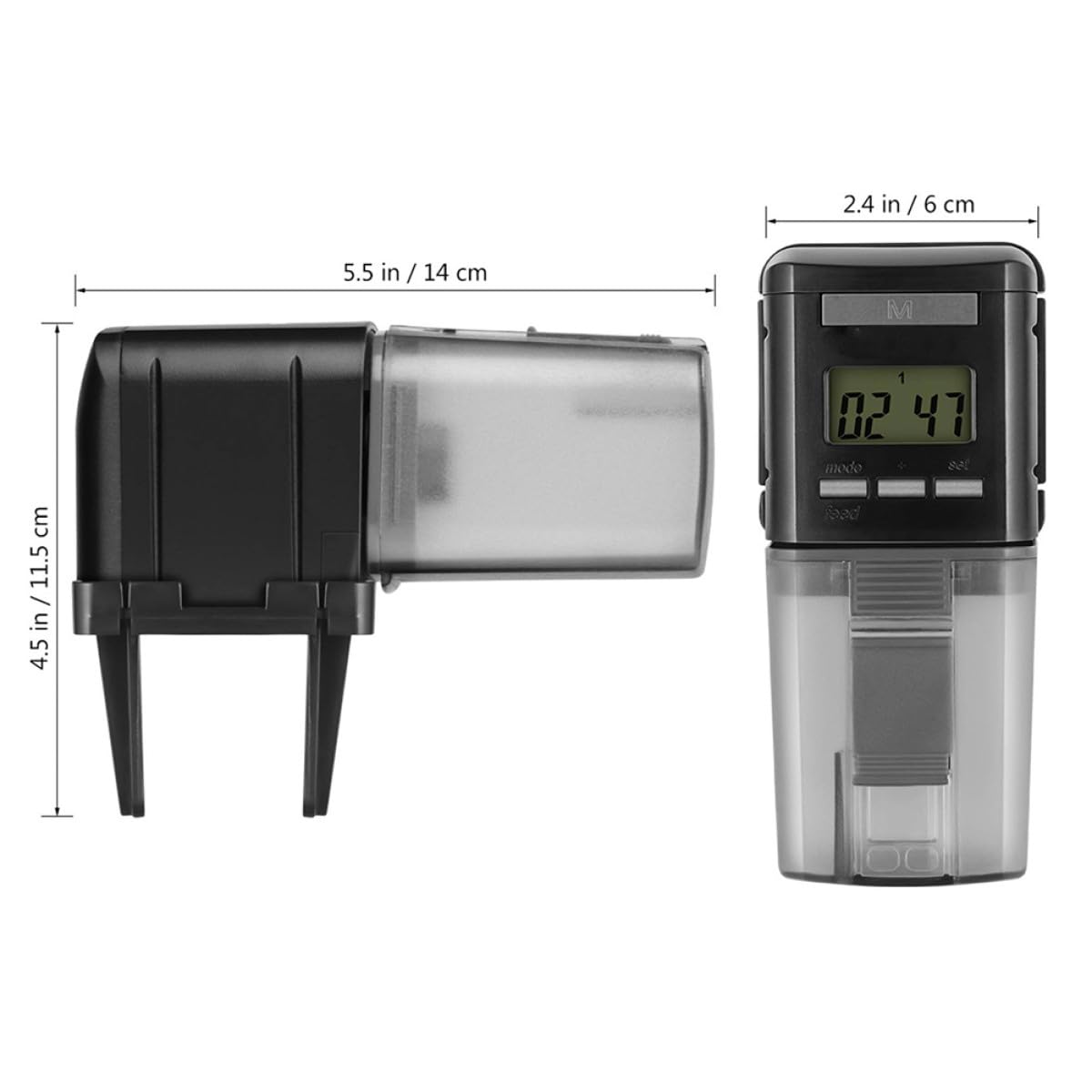 UKCOCO Automatischer Fischfutterautomat für Aquarium mit Einstellbarer Fütterungszeit LCD Display Futtervorratsbehälter und Halterung für Granulat Flocken und Streifen