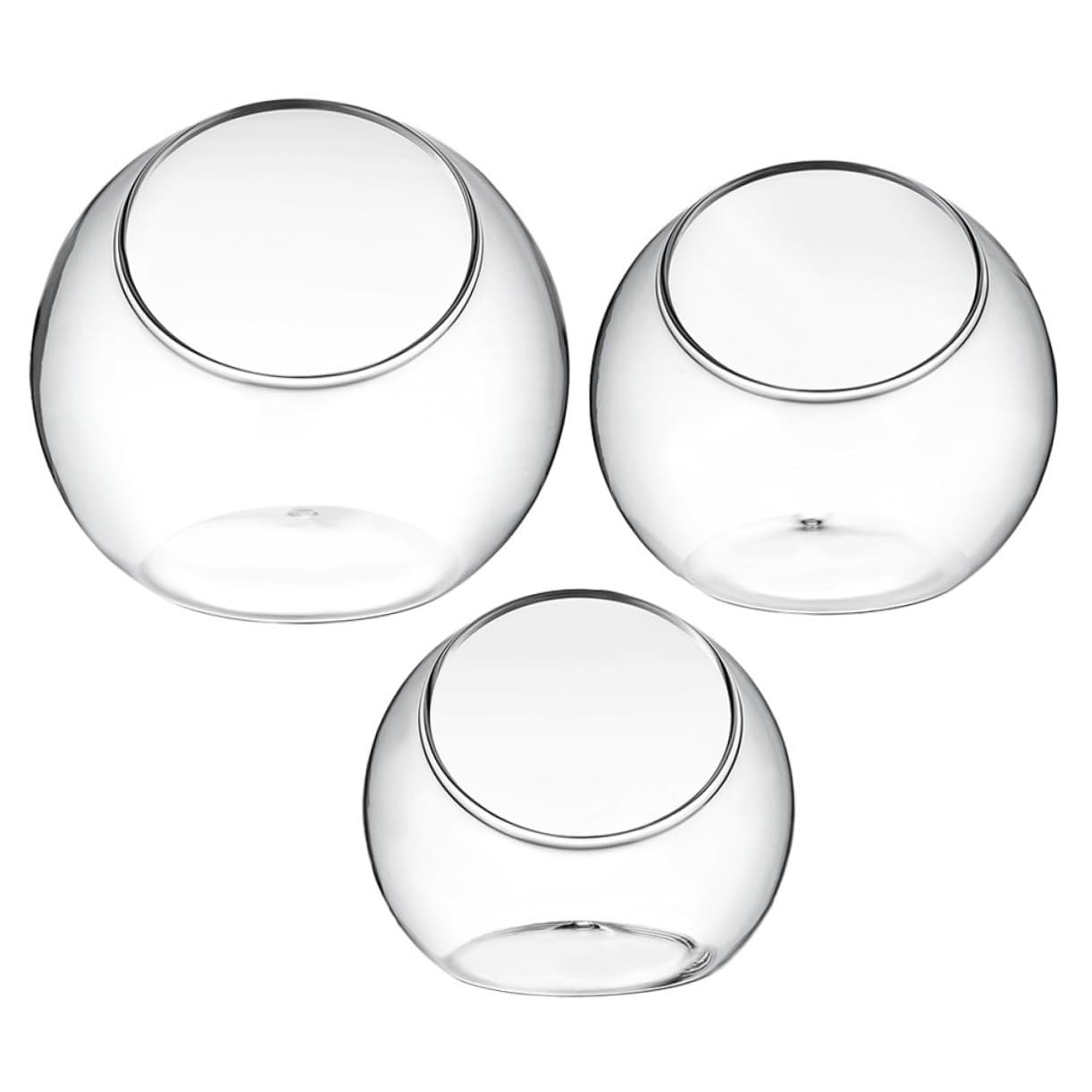 Lurrose Set da 3 Terrari in Vetro Trasparente 10-13,5 Cm per Piante Succulente da Tavolo, Bottiglie Ecologiche per Micro Paesaggi Fai da Te, Fioriere Compatte per Decorazioni Casa,