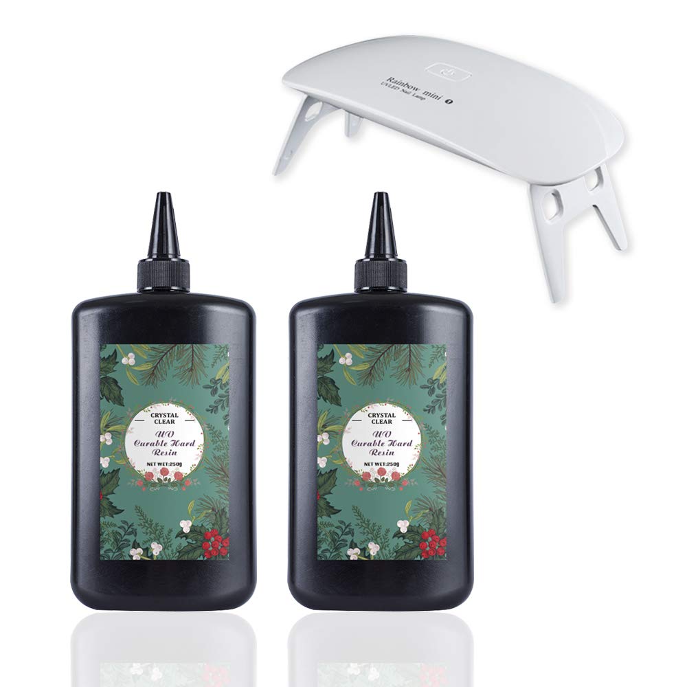 2X 250ML UVCurable Epoxy Resin Crystal Clear Transparent