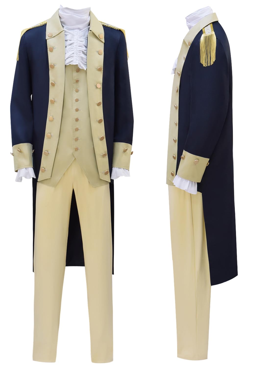 Goecjnvm Adult Men George Washington Coslpay Jacket Vest Pants Uniform Medieval Alexander Hamilton Halloween Costume