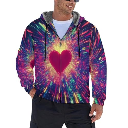 Sweat en polaire pour hommes motif feux d'artifice d'amour colorés