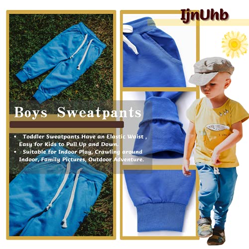 Boy's 2-Pack Pants, Toddler Cotton Pull on Jogger, Kids Dinosaur Drawstring Elastic Sweatpants4