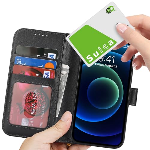 Image of for iPhone 13 Mini Case Wallet with Card Holder,for iPhone 13 Mini Wallet Case for Women Men,Leather Shockproof Magnetic Buckle Stand Flip Phone Case-Black