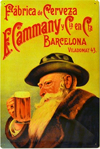 ART ESCUDELLERS Tin poster sign, with retro vintage design from Catalunya/Spain. Tin sign. 19,68" X 13,19" (CERVEZA CAMMANY)