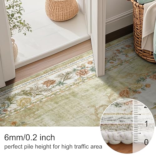 50% Off RYB HOME Sage Green Machine Washable Runner Rug - Image 4