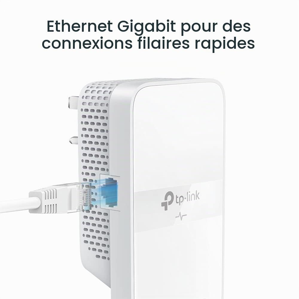 TP-Link TL-WPA7617 AV1000 Kit d'adaptateur CPL Gigabit Passthrough Powerline, Vitesse de Booster WiFi Double Bande jusqu'à 1200 Mbps, Configuration Wi-FI à Une Touche, synchronisation Automatique