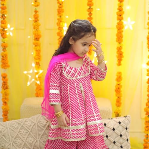 Image of Girls' Printed Kurta Sharara Set - Traditional Ethnic Wear For Festivals, Weddings & Special Occasions
