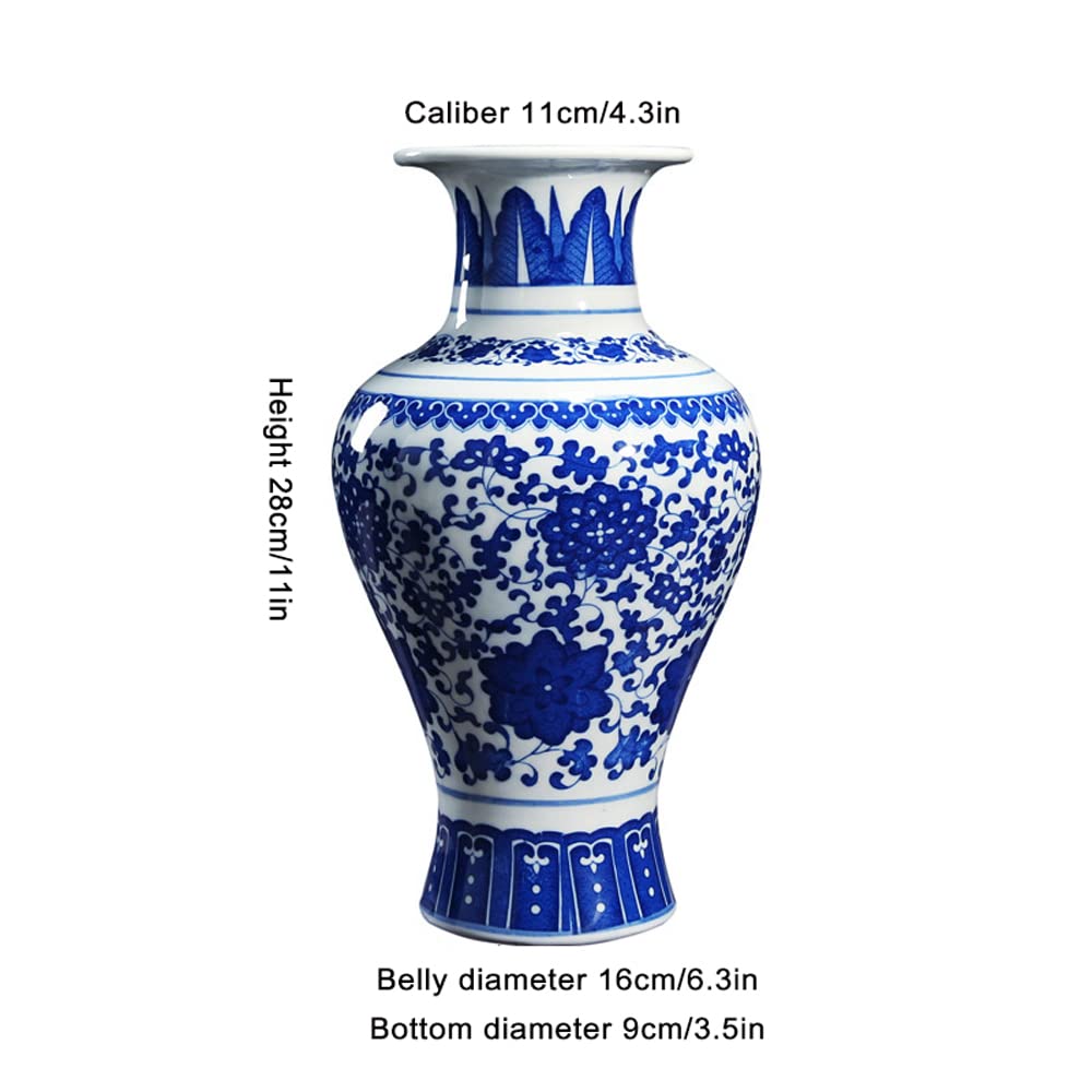 Amazon.co.jp: 景徳鎮の青と白の磁器の花瓶、大きな手作りの中国の