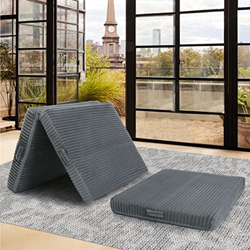 Memorecool Folding Mattress 4-Inch Memory Foam Foldable Mattress, Tri-Folding Mattress Futon/Camp/Travel Mattress Topper, Portable Mattress Floor Bed Couch For Guest, Cushion & Floor Mattress 2 In 1 #TOP14