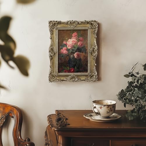 Image of eletecpro 5x7 Vintage Picture Frame with Real Glass Cover, Ornate Antique Photo Frame, Display 5x7 Picture for Tabletop or Wall Hanging Horizontal & Vertical, Gold Home Decor for Gallery Art