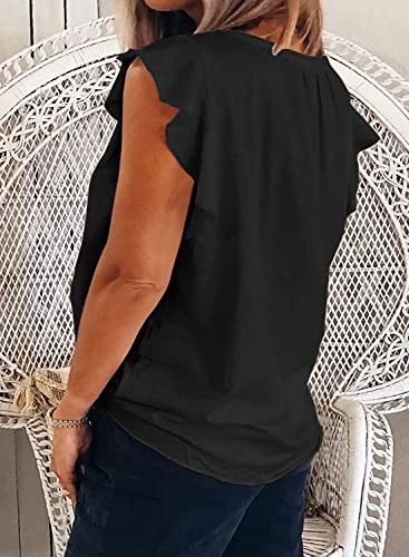 Ebifin Womens Plus Size Tank Tops V Neck Ruffle Sleeve Summer Casual Loose Blouses Tee Shirts3