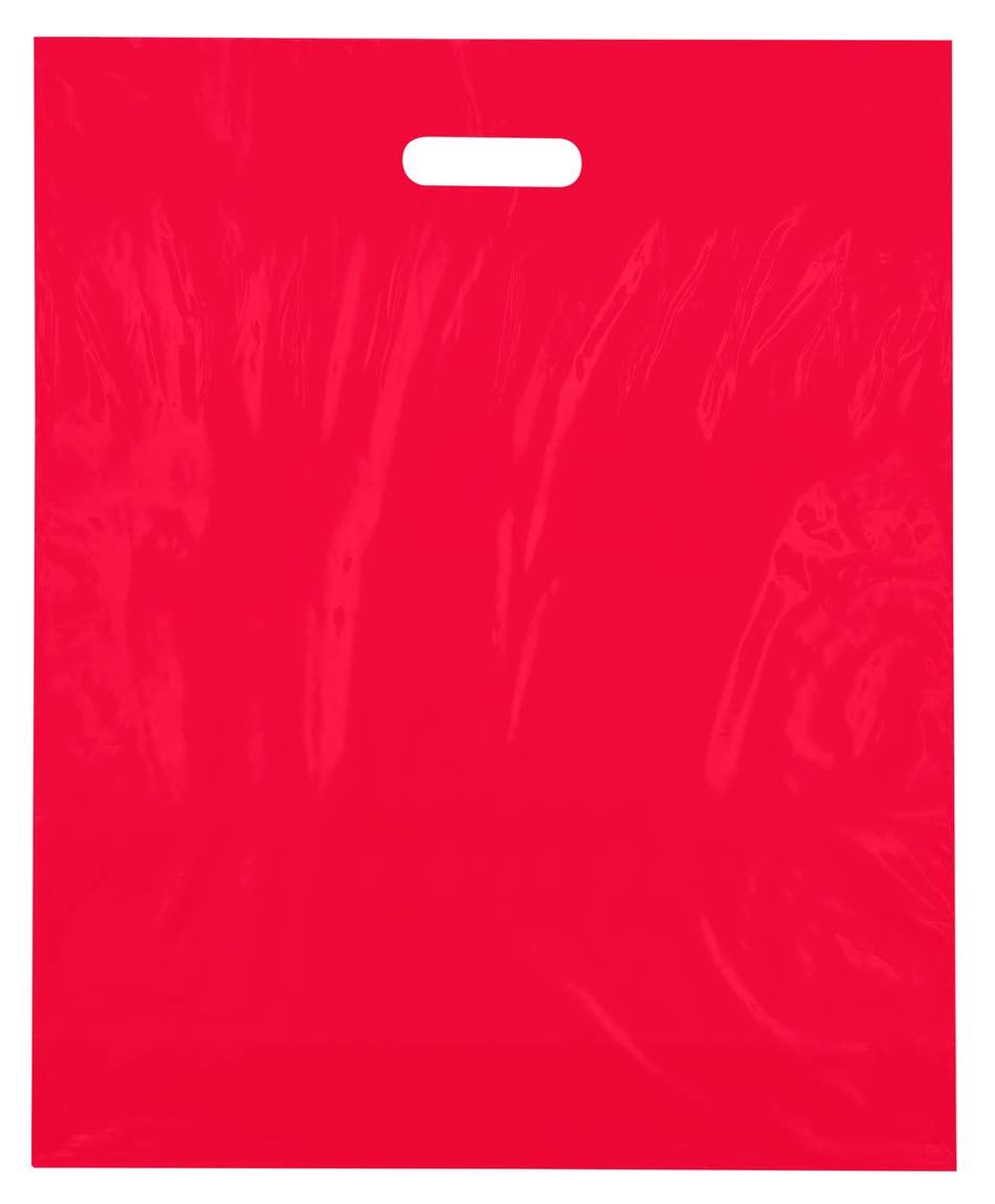 15x18 Red Die Cut Handle Plastic Shopping Bags 50/cs