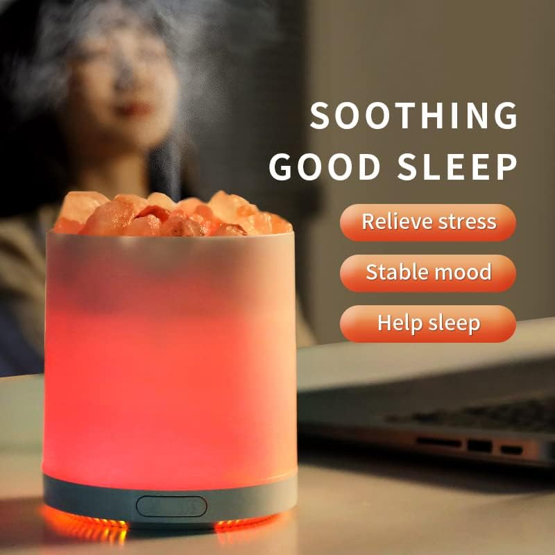 COOZMENT 2-in-1 Himalayan Salt Lamp & Ultrasonic Essential Oil Diffuser, Salt Lamp Diffuser,Humidification,Aromatherapy,USB Interface,7 Color Lights& Waterless Auto-Off.… image 5